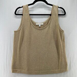 St. John Basics Tank Top Women S Knit Pullover Wide Strap Scoop Neck Casual Gold